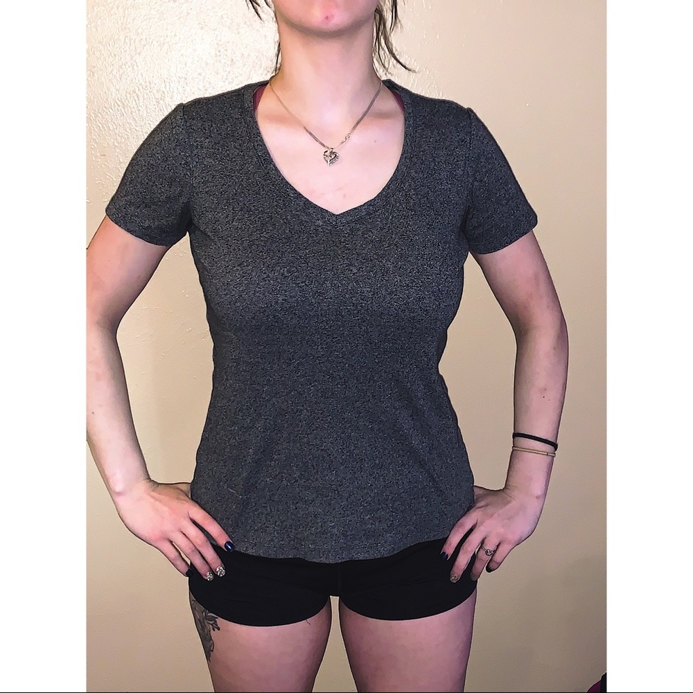 Cute Plain Grey V Neck